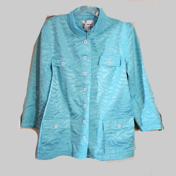 Linea by Louis Dell'Olio, 7 button Jacket with stand-up collar, fully lined, L - Picture 1 of 15